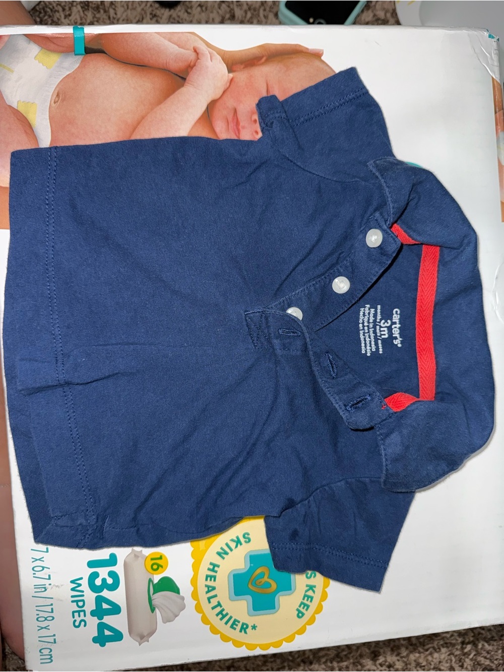 Carter's Navy Baby Polo with Red Accent